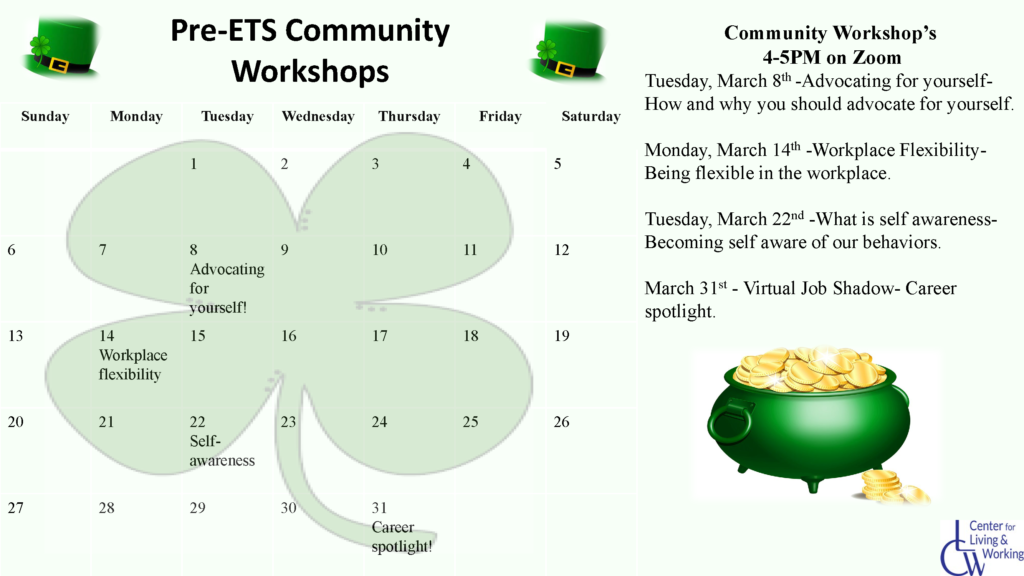 Pre-ETS March Calendar